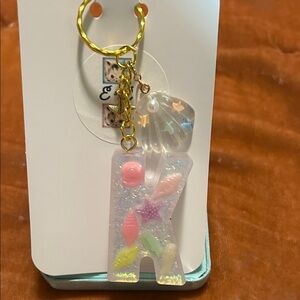Colorful Resin Keychain with Initial K